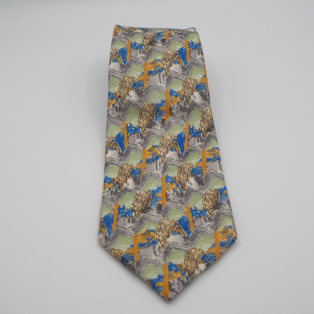 Ermenegildo‎ Zegna 100% Silk Tie Multicolor Geometric Abstract Designer Luxury